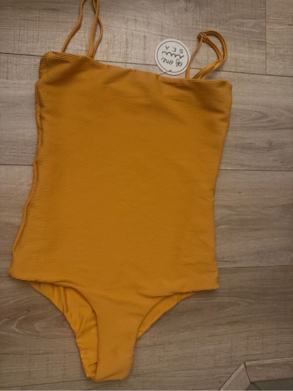 Women’s Of One Sea Mustard Ribbed One-Piece Swimsuit size S